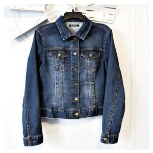 D Jeans Medium Wash Denim Jacket Size M Classic Cropped Jacket Stretch Trucker